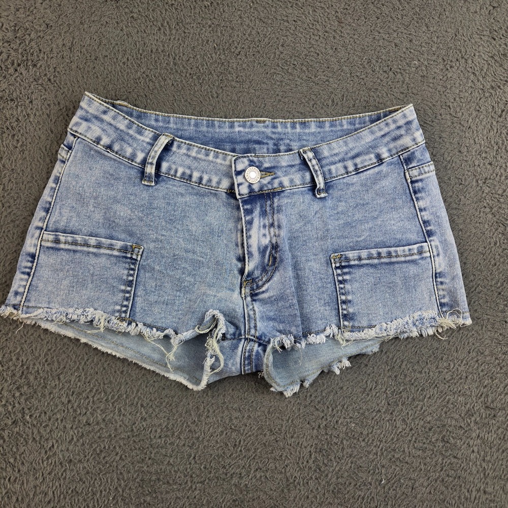 Denim Cutoff Shorts Women's 27 Blue Jean Stretch Low Rise Light Wash Frayed